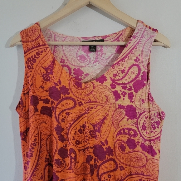 Tommy Bahama Orange Red Floral Paisley Beach Dress Sz L Sleeveless V-neck Casual - Picture 3 of 12